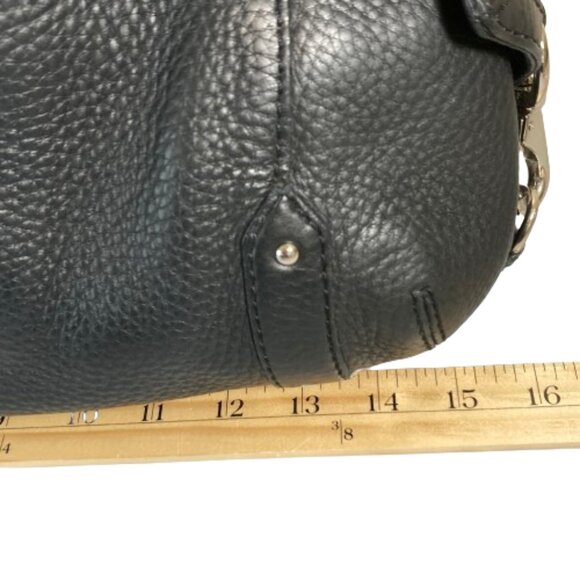 Cole Haan Leather Shoulder Bag, SALE! Pebbled Black Large Many Features, EUC - Picture 7 of 10